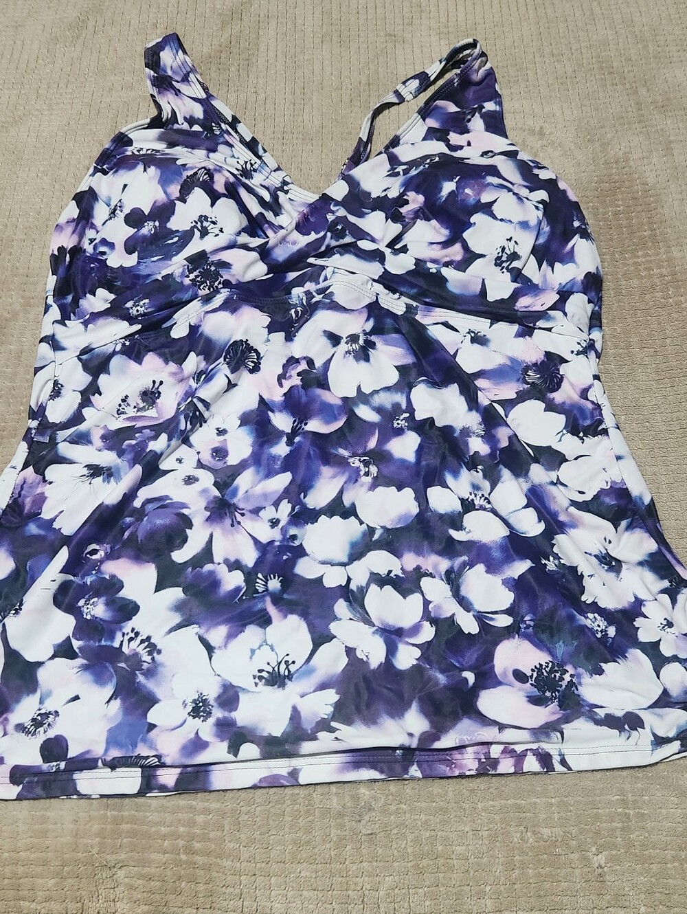 Younique Purple Floral Tankini Top Size 18/16w - Picture 3 of 5